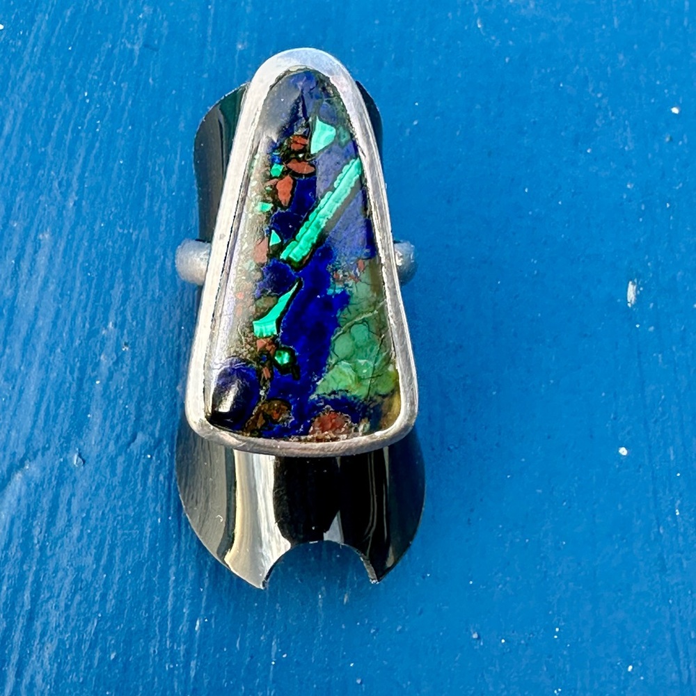 AzurMalachite Gem Cab Ring 6.5